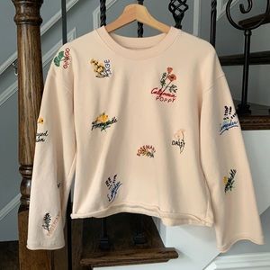 Pale Pink Madewell Floral Sweatshirt size small